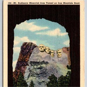 Mount Rushmore Memorial Black Hills SD Posted Linen Divided Back Postcard